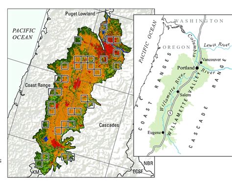 Map of Willamette Valley Ecoregion and surrounding ecoregions, showing ...