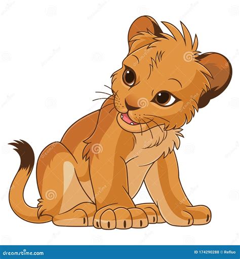 Cute lion cub stock vector. Illustration of baby, animal - 174290288