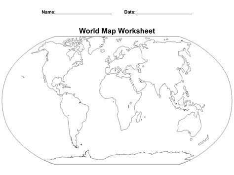 Printable World Map Worksheet