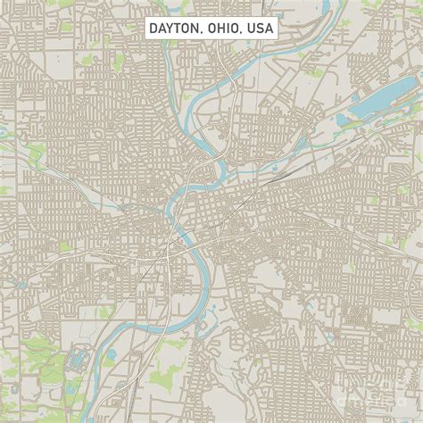 Dayton Ohio US City Street Map Digital Art by Frank Ramspott - Pixels