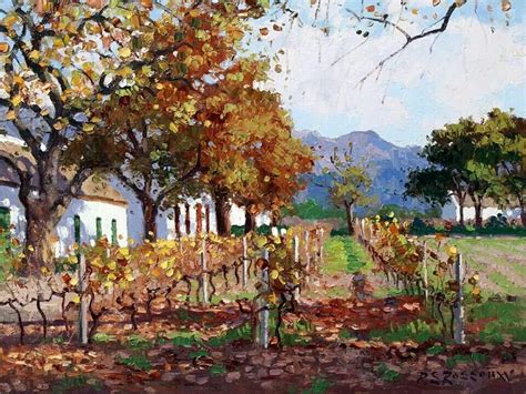 Roelof Rossouw | Landscape paintings, South african art, Vineyard art