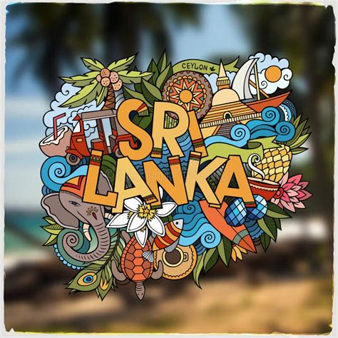 Sri Lanka Hand Lettering and Doodles Elements and Stock Vector ...