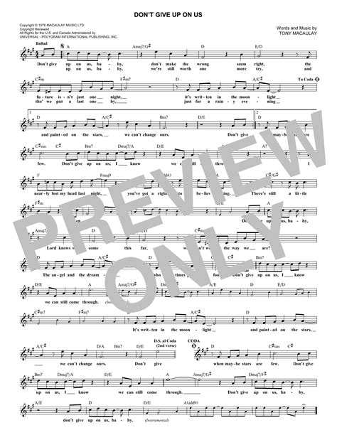 David Soul - Don't Give Up On Us sheet music