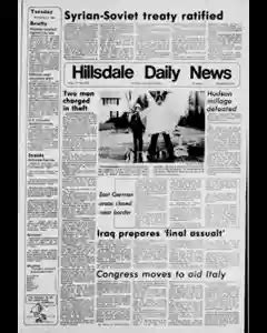 Hillsdale Daily News Newspaper Archives, Dec 2, 1980, p. 1