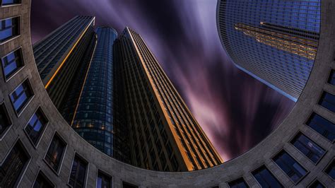 city, Cityscape, Architecture, Modern, Building, Skyscraper, Night, Lights, Sky, Clouds, Long ...