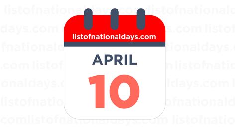 APRIL 10TH: National Holidays, Observances & Famous Birthdays