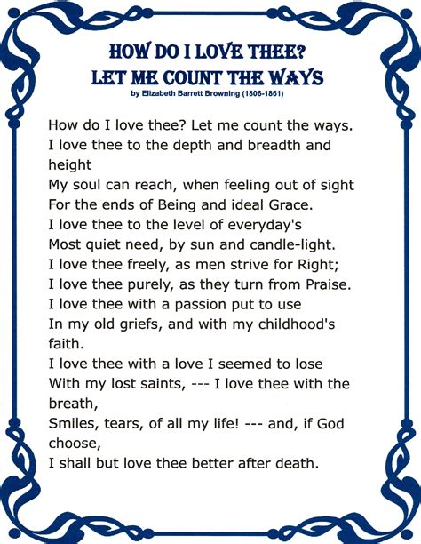 How do I love thee? Let me count the ways. - by Elizabeth Barrett Browning | Song lyrics and ...