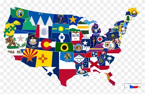 Us Map With State Flags Pin By Brendan On Alternate - New Mexico 50 States - Free Transparent ...