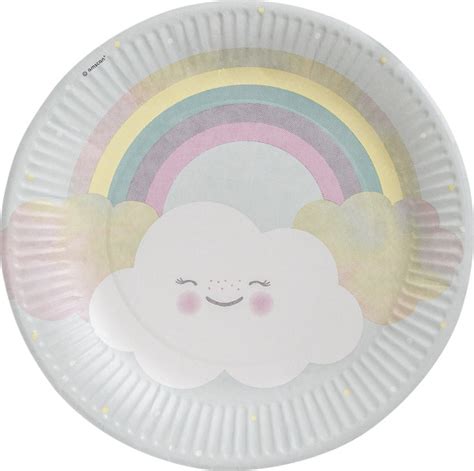 Rainbow and Cloud Paper Plate (8 pieces) 23 cm - Javoli Disney Online