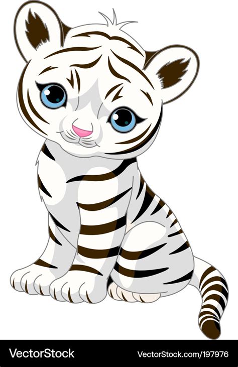 Cute white tiger cub Royalty Free Vector Image