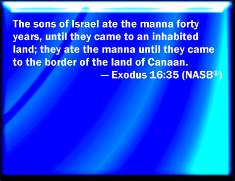 Exodus 16:35 And the children of Israel did eat manna forty years ...