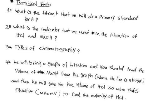 Solved Theoritical Part: 1* What is the titrant that we will | Chegg.com