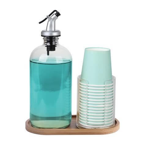 Glass Mouthwash Dispenser With Cup Holder For Bathroom - Walmart.com