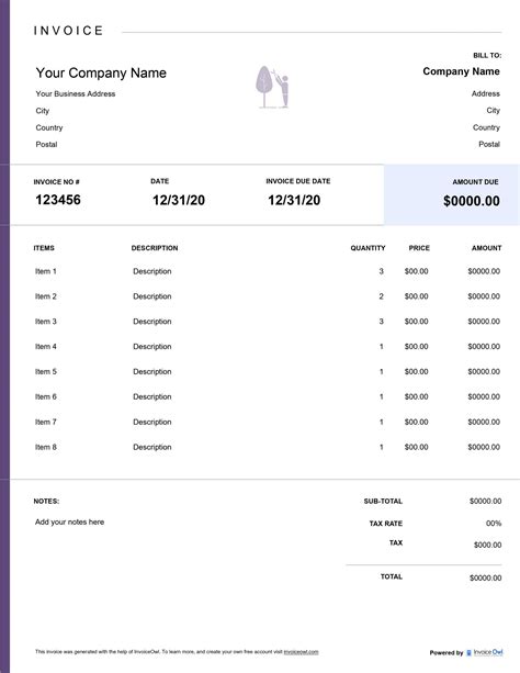 Tree Service Invoice Template - Free & Professional | InvoiceOwl