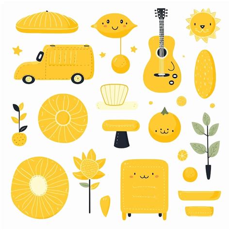 Premium Vector | Yellow_color_objects_setLearning_colors_for_kids