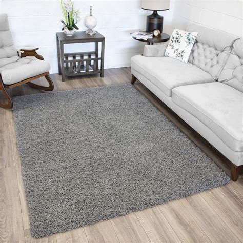 Ottomanson Cozy Color Solid Contemporary Living and Bedroom Soft Shag Area Rug, 5'3" L x 7'0" W ...