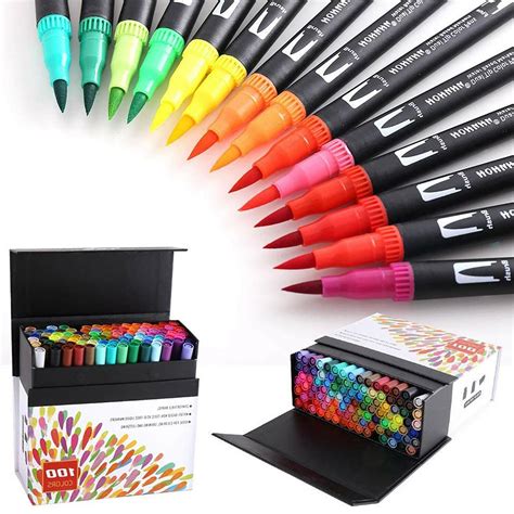 100 Colors Dual Tip Brush Pens Art Markers