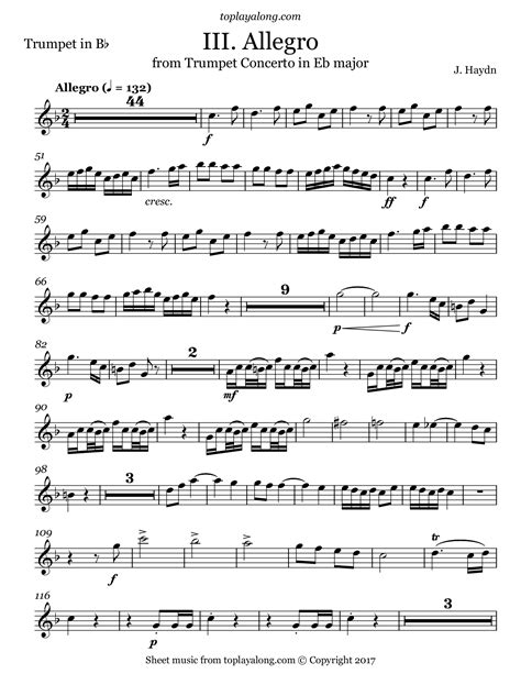 Trumpet Concerto in Eb major (III. Allegro) – toplayalong.com