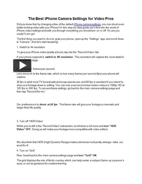 PPT – The Best iPhone Camera Settings for Video Pros PowerPoint presentation | free to download ...