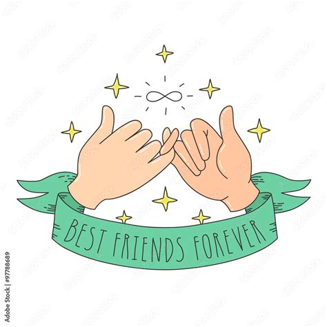 Best friends forever cartoon style little fingers with infinity sign ...