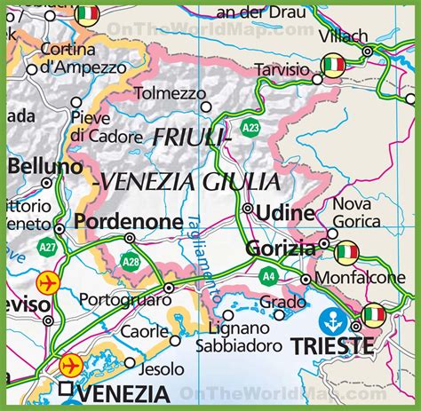 Large map of Friuli-Venezia Giulia - Ontheworldmap.com