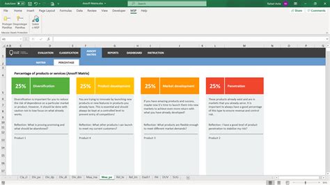 ANSOFF Matrix Excel Spreadsheet Template - LUZ Templates