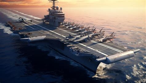 Premium AI Image | Carrier based aircraft launches and takes off