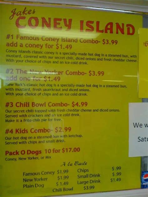 Jake's Coney Island Menu, Menu for Jake's Coney Island, Original Edmond, Oklahoma City ...