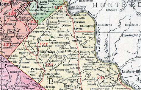 Bucks County, Pennsylvania 1911 Map by Rand McNally, Doylestown ...