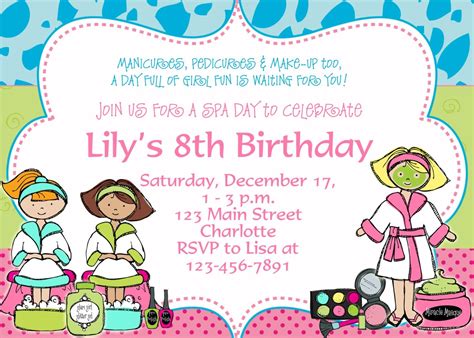 Free Printable Spa Birthday Party Invitations
