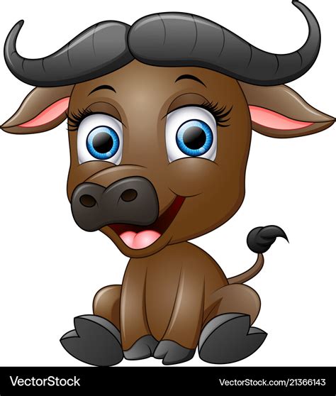 Happy cartoon buffalo Royalty Free Vector Image