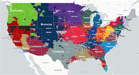 Updated most popular NFL team by county map : r/MapPorn