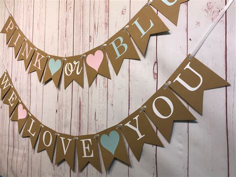 Pink or Blue We Love You Banner Boy or Girl Banner Gender | Etsy