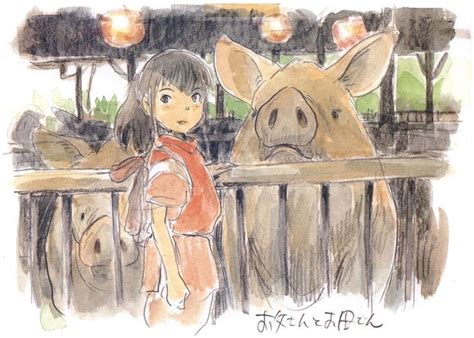 Concept drawings from SPIRITED AWAY (2001). Hayao Miyazaki did many ...