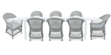 Morocco Outdoor Extension Table in White with Wicker Chairs – The Furniture Shack