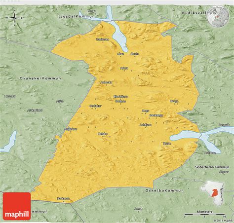 Savanna Style 3D Map of Bollnäs Kommun