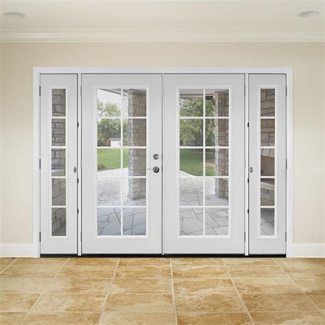 Masonite 96 in. x 80 in. Primed White Steel Prehung Right-Hand Inswing 10-Lite Clear Glass Patio ...