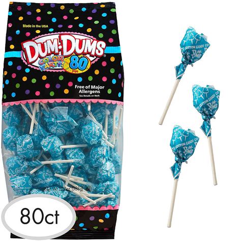 Caribbean Blue Dum Dums Lollipops, 80pc - Cotton Candy Flavor