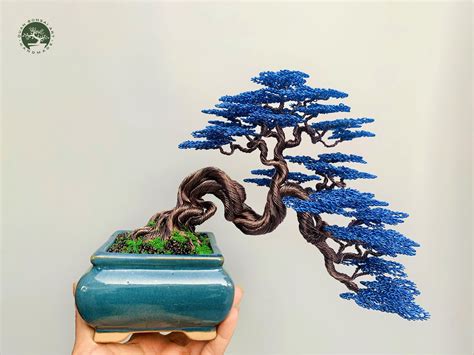 Wire Art Bonsai Tree With Blue Leaves Suitable for Home - Etsy