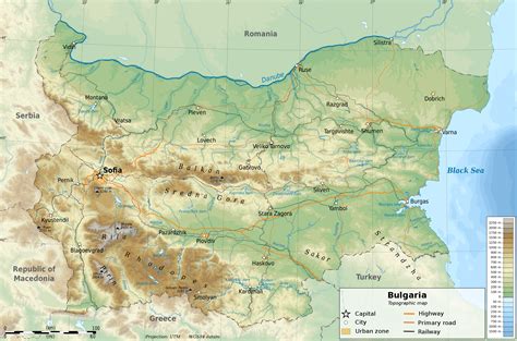 Bulgaria - topographic • Map • PopulationData.net