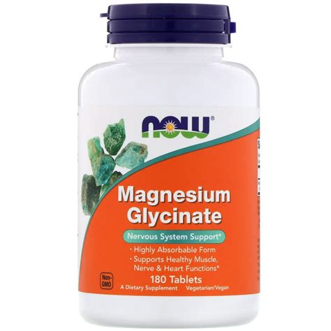 Now Foods Magnesium Glycinate, 180 Tablets - Walmart.com - Walmart.com