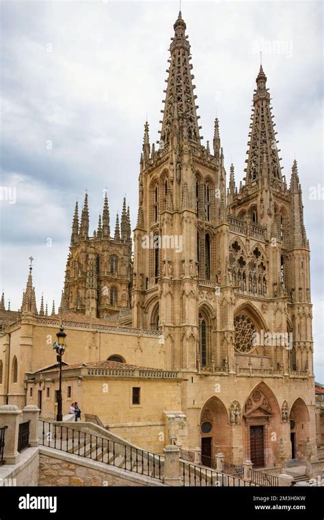 Burgos, Spain: West perspective of Burgos Cathedral Stock Photo - Alamy