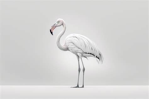 Premium AI Image | A white flamingo stands in front of a gray background.