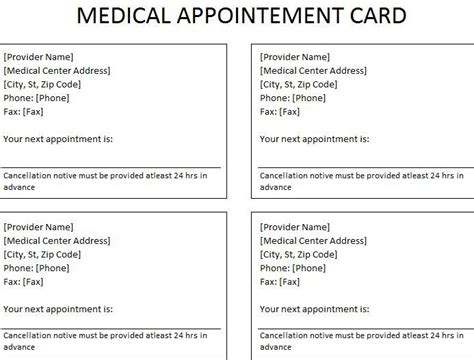 Free Medical Appointment Card Template | Appointment cards, Card template, Free business card ...