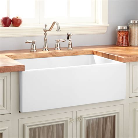 30" Mitzy Fireclay Reversible Farmhouse Sink - Smooth Apron- White - Kitchen