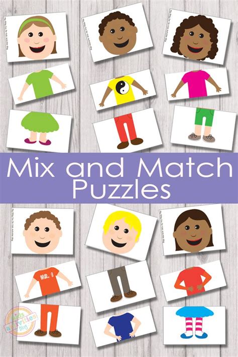 Free Printable Mix and Match Puzzles for Kids | Printable activities for kids, Toddler ...