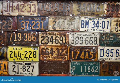 Vintage American Cars Number Plates Editorial Photography - Image of style, letters: 79894002