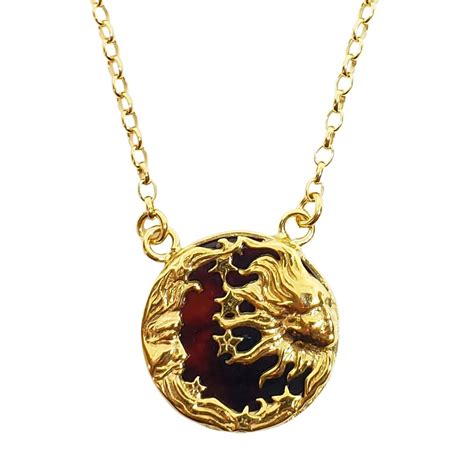 Moon/Sun Cherry Amber Gold Plated Necklace - Amberman