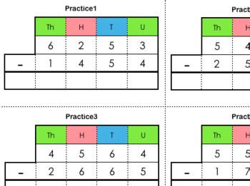 Montessori Golden Beads / Stamp Game Practice Cards (Subtraction Dynamic)