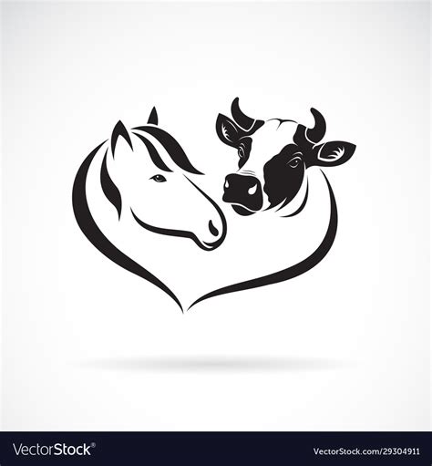 Horse head and cow design on a white Royalty Free Vector